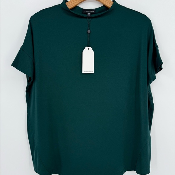 Universal Standard Petra Liquid Jersey Top Dolman High Neck Forest Green 3XS - Picture 11 of 14